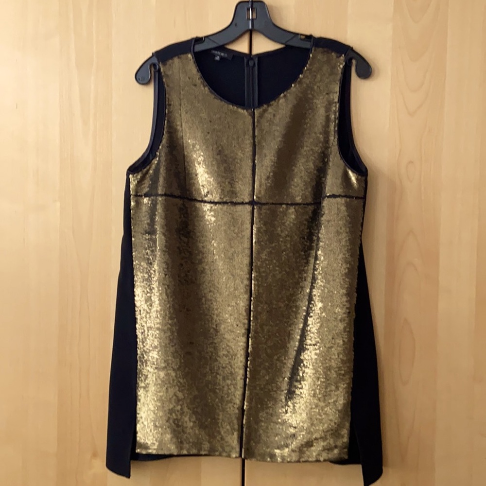 Lafayette 148 NY Gold sequin georgette blouse